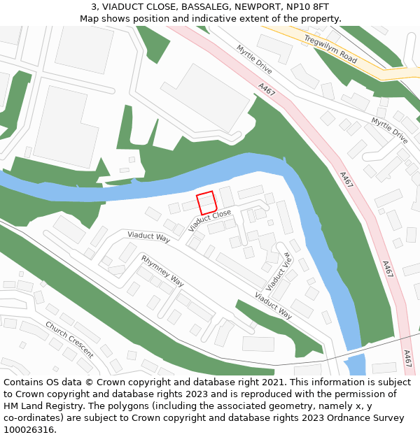 3, VIADUCT CLOSE, BASSALEG, NEWPORT, NP10 8FT: Location map and indicative extent of plot