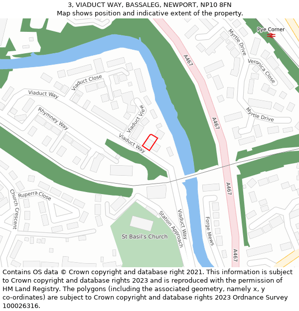 3, VIADUCT WAY, BASSALEG, NEWPORT, NP10 8FN: Location map and indicative extent of plot