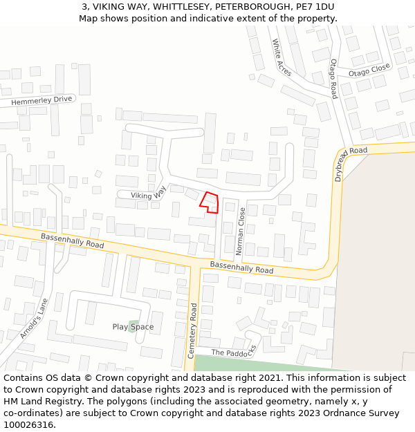 3, VIKING WAY, WHITTLESEY, PETERBOROUGH, PE7 1DU: Location map and indicative extent of plot