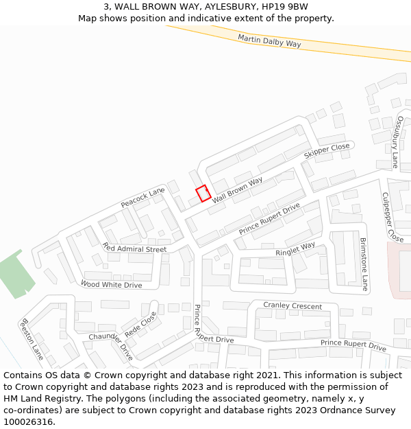 3, WALL BROWN WAY, AYLESBURY, HP19 9BW: Location map and indicative extent of plot