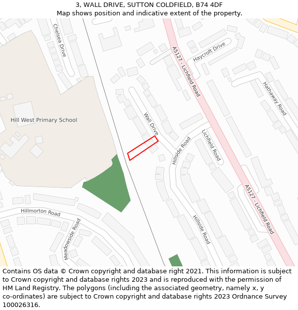 3, WALL DRIVE, SUTTON COLDFIELD, B74 4DF: Location map and indicative extent of plot