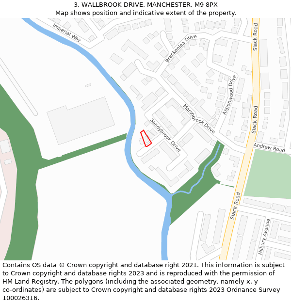 3, WALLBROOK DRIVE, MANCHESTER, M9 8PX: Location map and indicative extent of plot