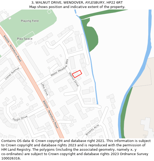 3, WALNUT DRIVE, WENDOVER, AYLESBURY, HP22 6RT: Location map and indicative extent of plot