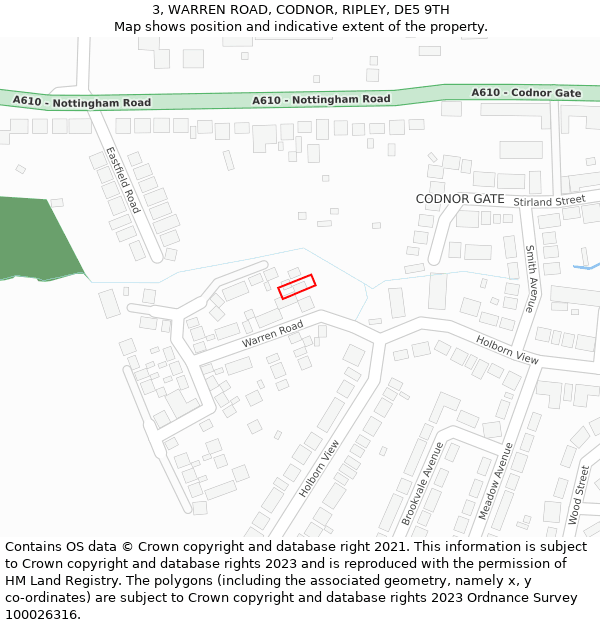 3, WARREN ROAD, CODNOR, RIPLEY, DE5 9TH: Location map and indicative extent of plot