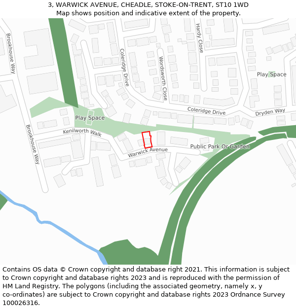 3, WARWICK AVENUE, CHEADLE, STOKE-ON-TRENT, ST10 1WD: Location map and indicative extent of plot