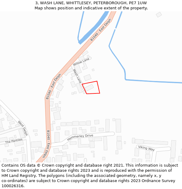 3, WASH LANE, WHITTLESEY, PETERBOROUGH, PE7 1UW: Location map and indicative extent of plot