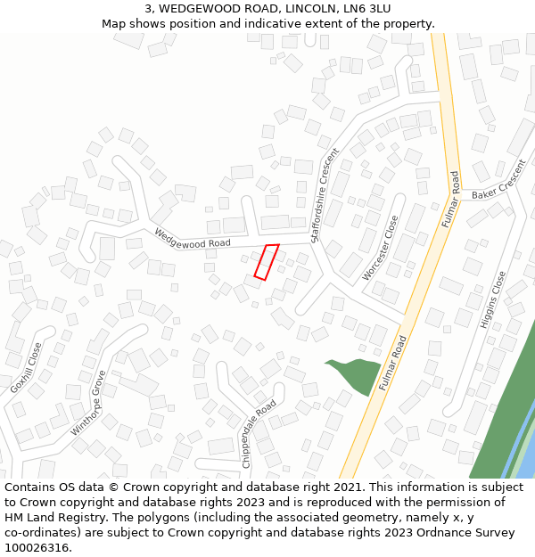 3, WEDGEWOOD ROAD, LINCOLN, LN6 3LU: Location map and indicative extent of plot