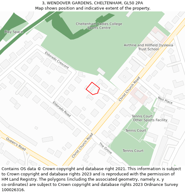 3, WENDOVER GARDENS, CHELTENHAM, GL50 2PA: Location map and indicative extent of plot