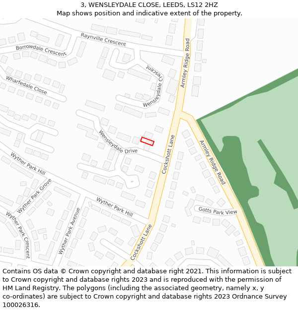 3, WENSLEYDALE CLOSE, LEEDS, LS12 2HZ: Location map and indicative extent of plot