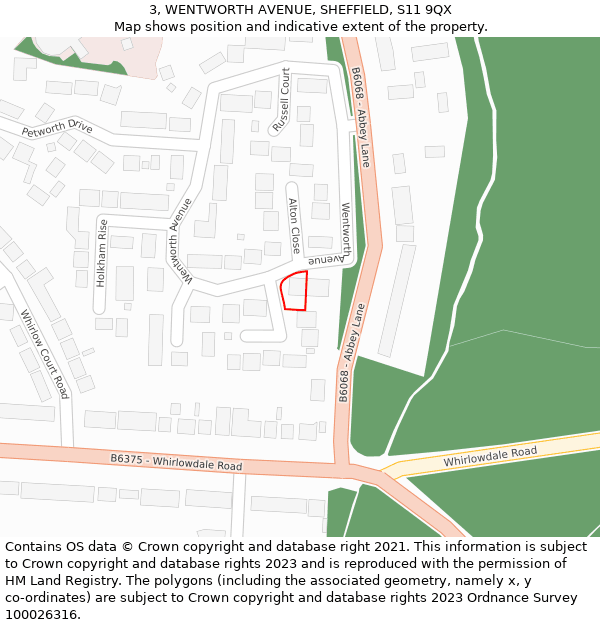 3, WENTWORTH AVENUE, SHEFFIELD, S11 9QX: Location map and indicative extent of plot