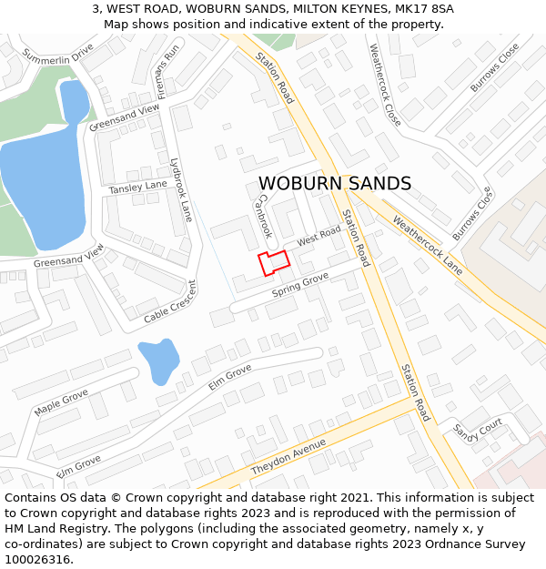 3, WEST ROAD, WOBURN SANDS, MILTON KEYNES, MK17 8SA: Location map and indicative extent of plot