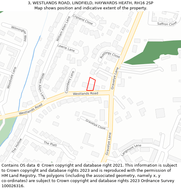 3, WESTLANDS ROAD, LINDFIELD, HAYWARDS HEATH, RH16 2SP: Location map and indicative extent of plot