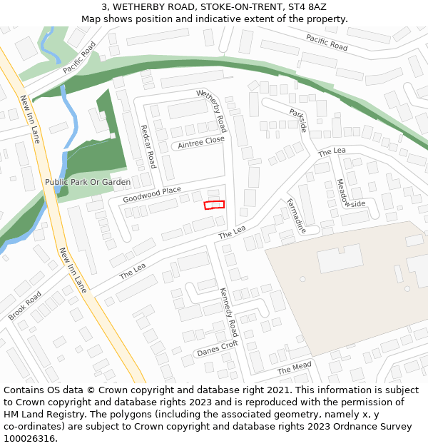 3, WETHERBY ROAD, STOKE-ON-TRENT, ST4 8AZ: Location map and indicative extent of plot
