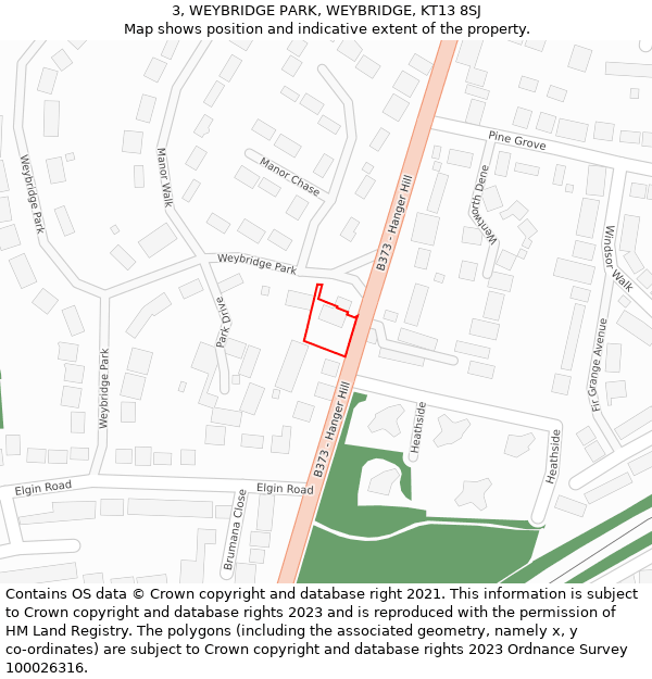 3, WEYBRIDGE PARK, WEYBRIDGE, KT13 8SJ: Location map and indicative extent of plot