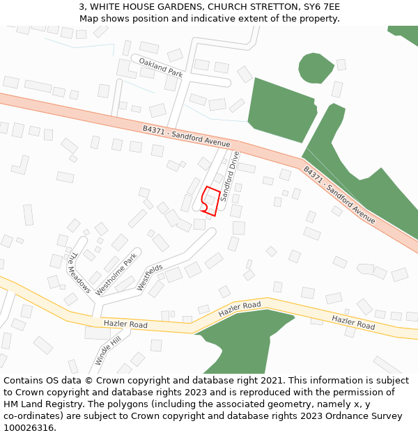 3, WHITE HOUSE GARDENS, CHURCH STRETTON, SY6 7EE: Location map and indicative extent of plot
