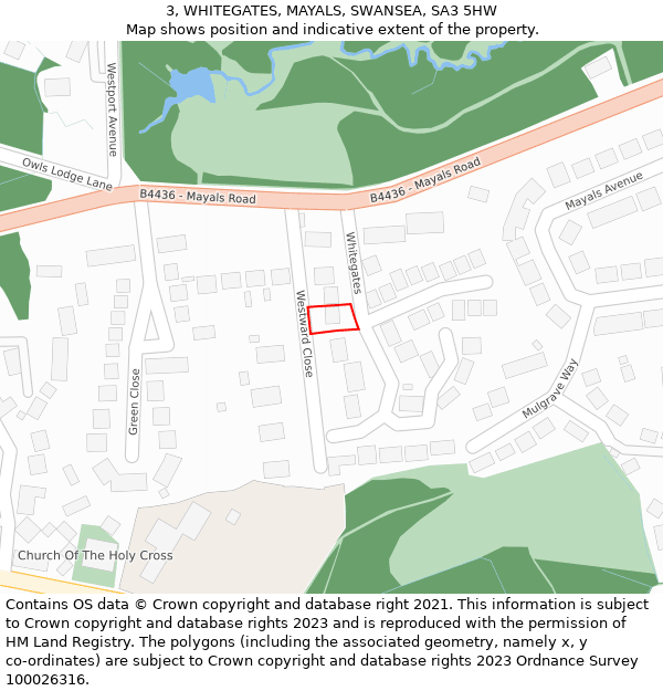 3, WHITEGATES, MAYALS, SWANSEA, SA3 5HW: Location map and indicative extent of plot