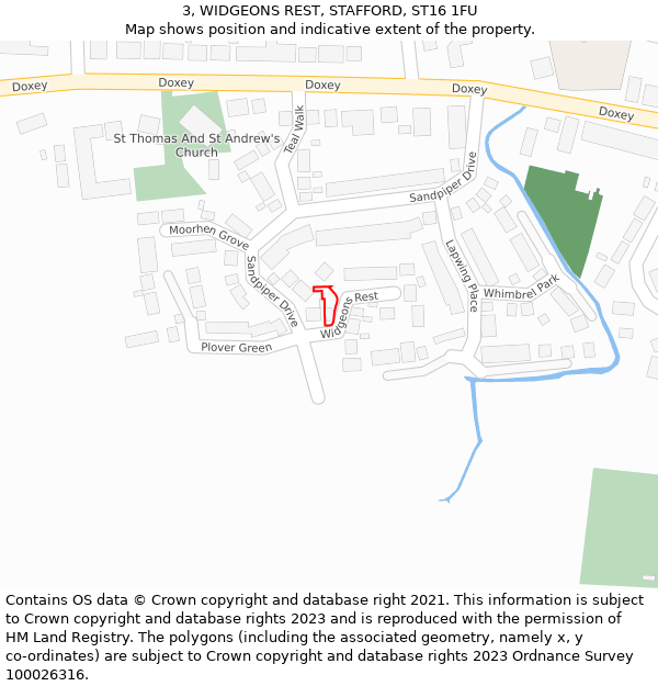 3, WIDGEONS REST, STAFFORD, ST16 1FU: Location map and indicative extent of plot