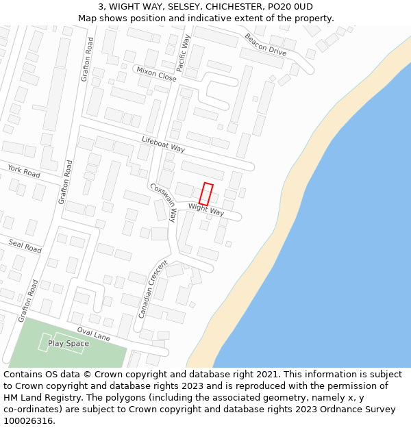 3, WIGHT WAY, SELSEY, CHICHESTER, PO20 0UD: Location map and indicative extent of plot