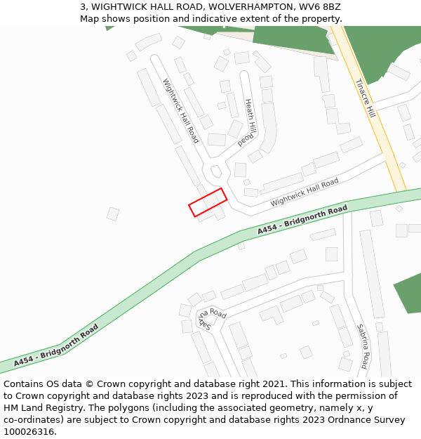 3, WIGHTWICK HALL ROAD, WOLVERHAMPTON, WV6 8BZ: Location map and indicative extent of plot
