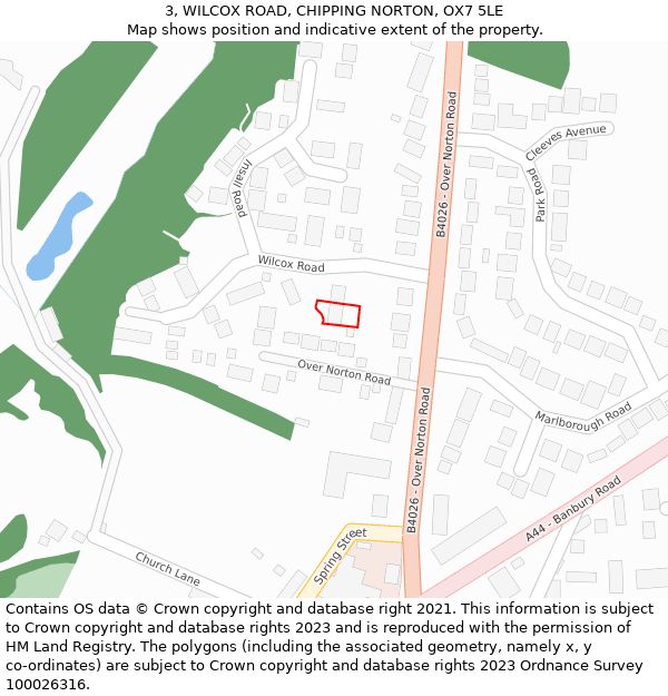 3, WILCOX ROAD, CHIPPING NORTON, OX7 5LE: Location map and indicative extent of plot