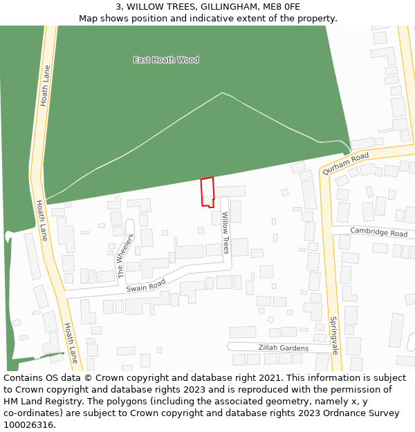 3, WILLOW TREES, GILLINGHAM, ME8 0FE: Location map and indicative extent of plot