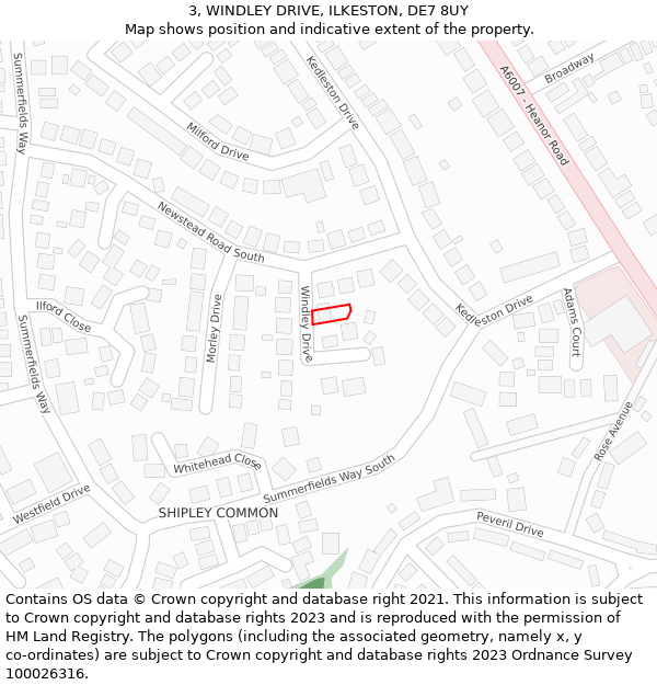 3, WINDLEY DRIVE, ILKESTON, DE7 8UY: Location map and indicative extent of plot