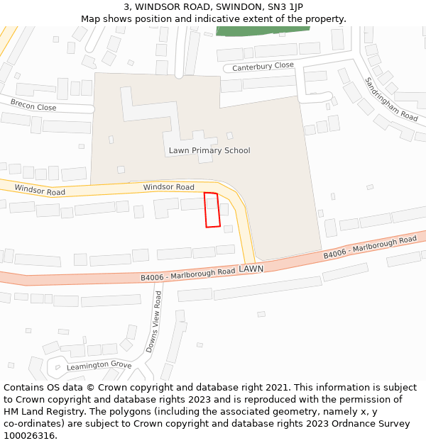 3, WINDSOR ROAD, SWINDON, SN3 1JP: Location map and indicative extent of plot