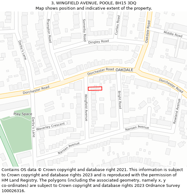 3, WINGFIELD AVENUE, POOLE, BH15 3DQ: Location map and indicative extent of plot