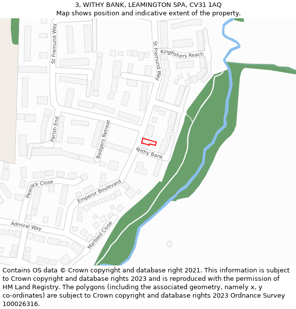 3, WITHY BANK, LEAMINGTON SPA, CV31 1AQ: Location map and indicative extent of plot