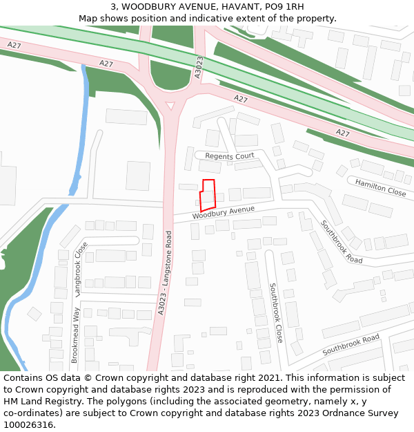 3, WOODBURY AVENUE, HAVANT, PO9 1RH: Location map and indicative extent of plot