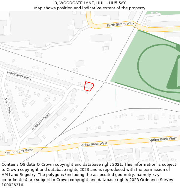 3, WOODGATE LANE, HULL, HU5 5AY: Location map and indicative extent of plot