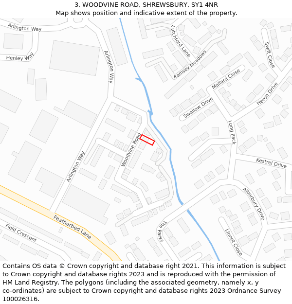 3, WOODVINE ROAD, SHREWSBURY, SY1 4NR: Location map and indicative extent of plot