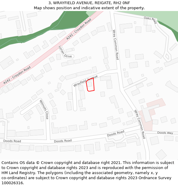 3, WRAYFIELD AVENUE, REIGATE, RH2 0NF: Location map and indicative extent of plot