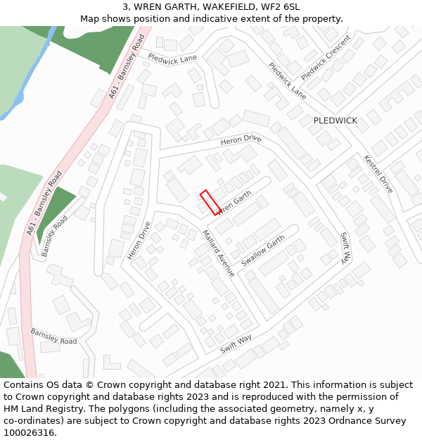 3, WREN GARTH, WAKEFIELD, WF2 6SL: Location map and indicative extent of plot