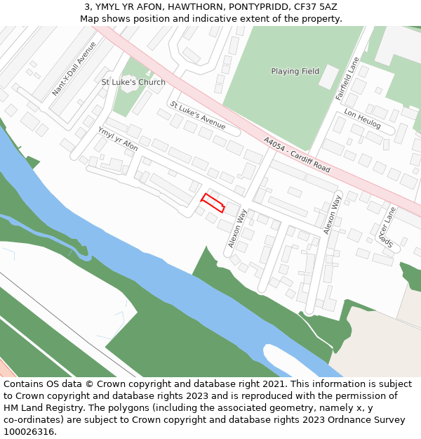 3, YMYL YR AFON, HAWTHORN, PONTYPRIDD, CF37 5AZ: Location map and indicative extent of plot