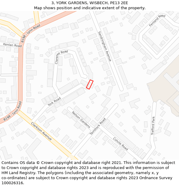 3, YORK GARDENS, WISBECH, PE13 2EE: Location map and indicative extent of plot