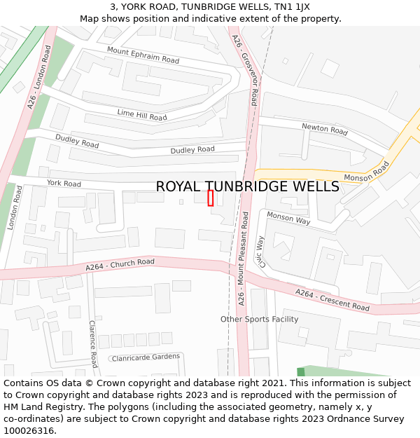 3, YORK ROAD, TUNBRIDGE WELLS, TN1 1JX: Location map and indicative extent of plot