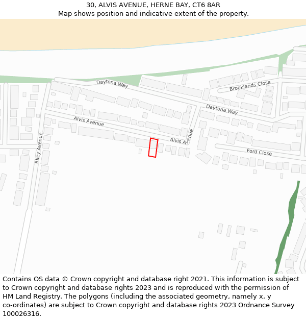 30, ALVIS AVENUE, HERNE BAY, CT6 8AR: Location map and indicative extent of plot
