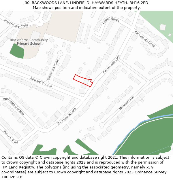 30, BACKWOODS LANE, LINDFIELD, HAYWARDS HEATH, RH16 2ED: Location map and indicative extent of plot