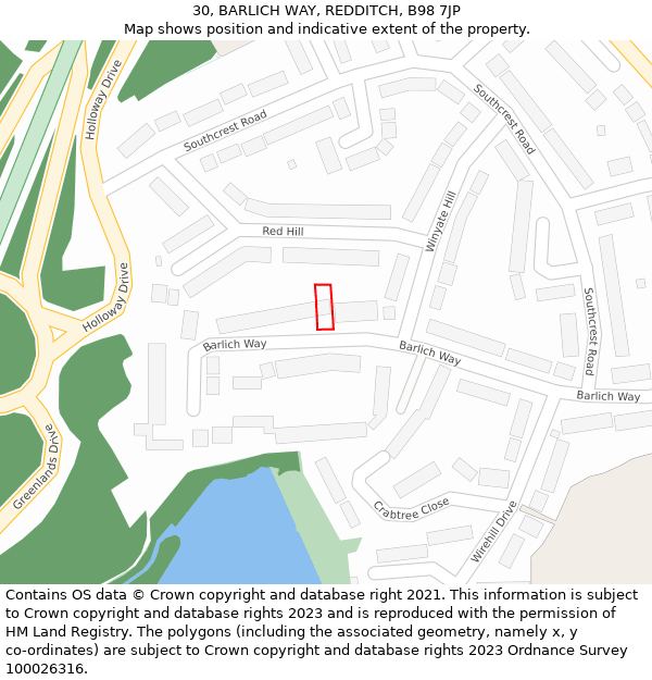 30, BARLICH WAY, REDDITCH, B98 7JP: Location map and indicative extent of plot