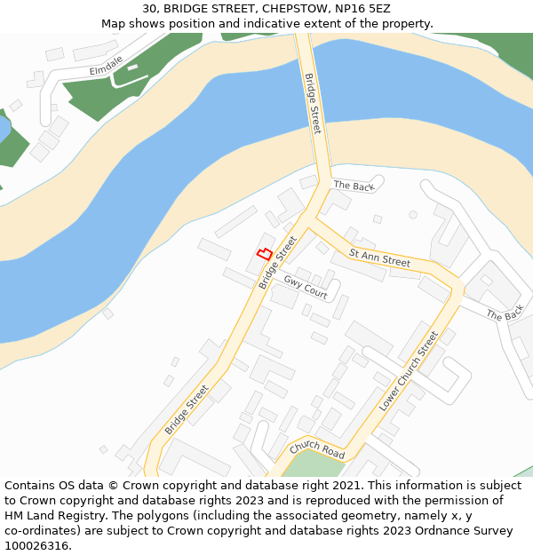 30, BRIDGE STREET, CHEPSTOW, NP16 5EZ: Location map and indicative extent of plot