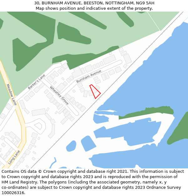 30, BURNHAM AVENUE, BEESTON, NOTTINGHAM, NG9 5AH: Location map and indicative extent of plot