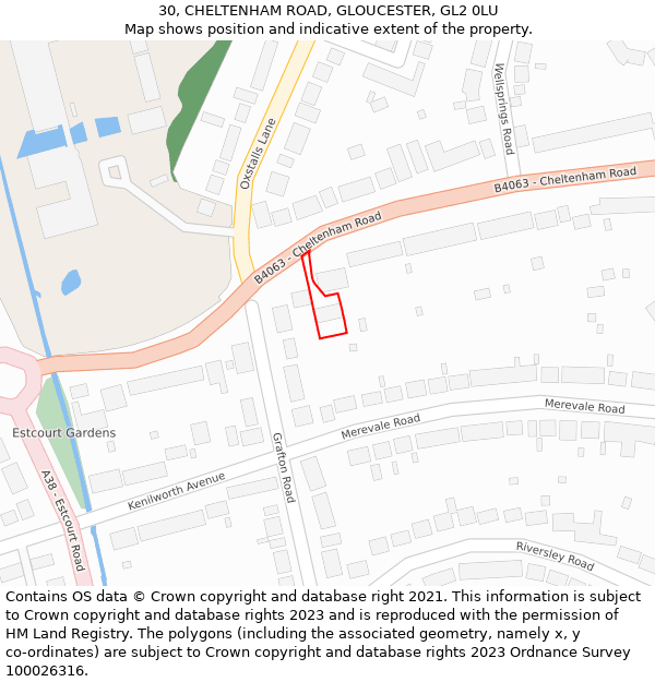 30, CHELTENHAM ROAD, GLOUCESTER, GL2 0LU: Location map and indicative extent of plot