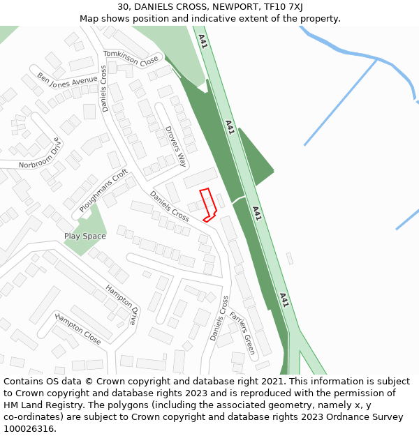 30, DANIELS CROSS, NEWPORT, TF10 7XJ: Location map and indicative extent of plot