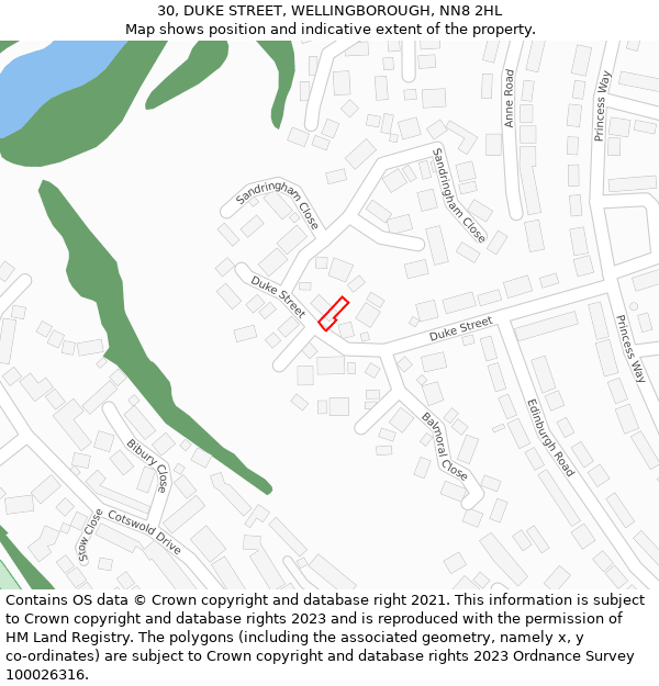 30, DUKE STREET, WELLINGBOROUGH, NN8 2HL: Location map and indicative extent of plot