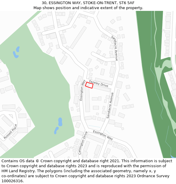 30, ESSINGTON WAY, STOKE-ON-TRENT, ST6 5AF: Location map and indicative extent of plot