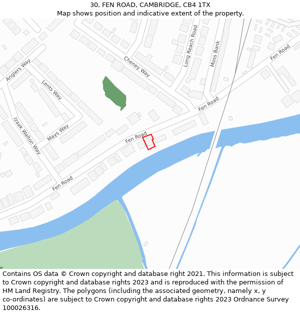 30, FEN ROAD, CAMBRIDGE, CB4 1TX: Location map and indicative extent of plot