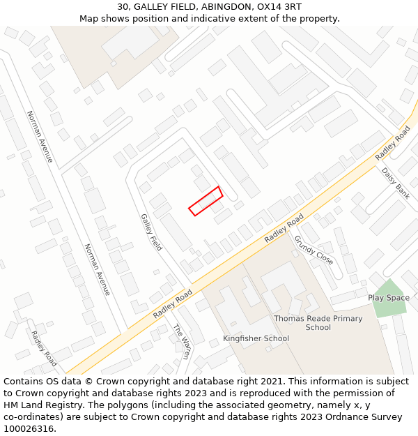 30, GALLEY FIELD, ABINGDON, OX14 3RT: Location map and indicative extent of plot