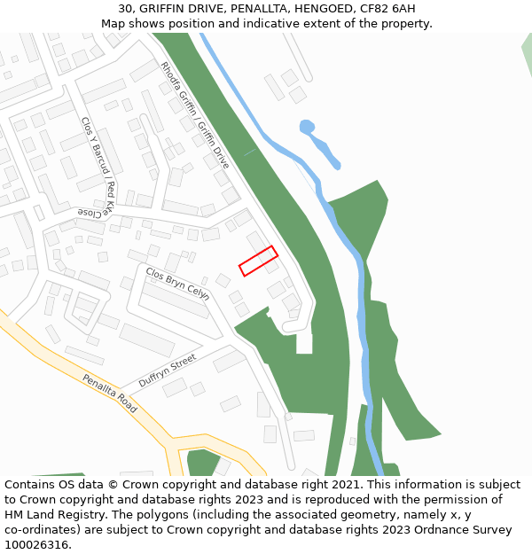 30, GRIFFIN DRIVE, PENALLTA, HENGOED, CF82 6AH: Location map and indicative extent of plot