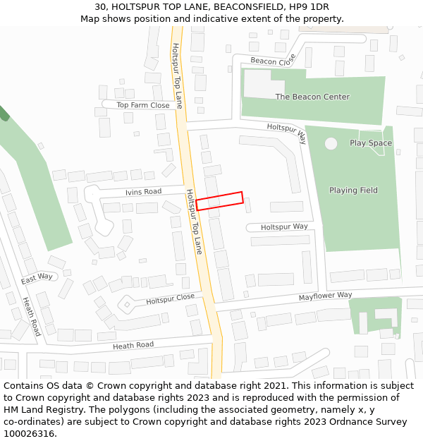 30, HOLTSPUR TOP LANE, BEACONSFIELD, HP9 1DR: Location map and indicative extent of plot